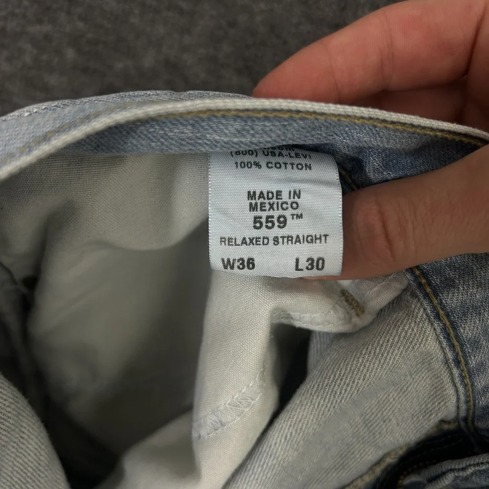 Levis 559 Jeans Mens Actual 34X29 Relaxed Straight Stonewash Washout Grunge Punk